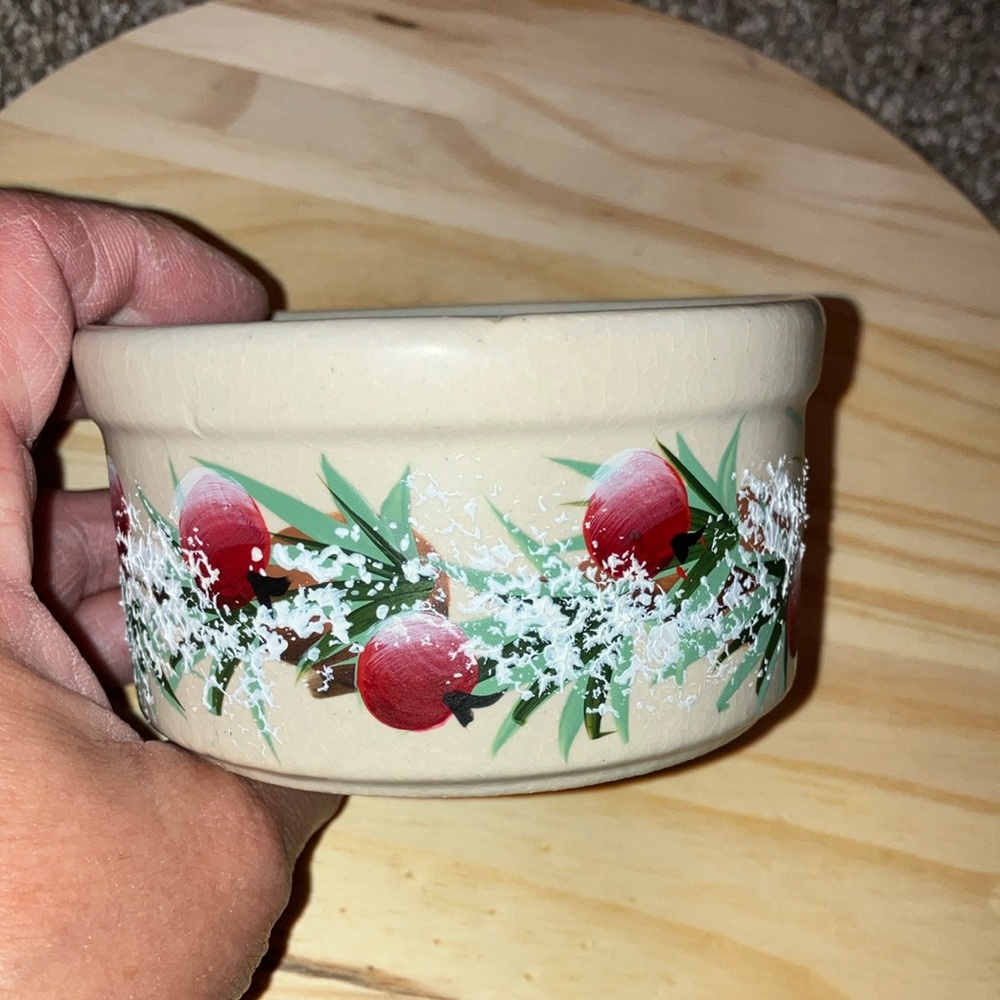 Robinson Ransbottom USA Cream Bowl with Red and Green Festive Berry Design